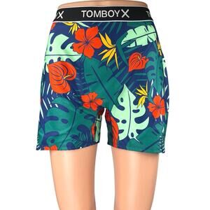 Tomboy X Women's Green Multicolor Tropical Floral Swim Trunks Board Shorts Sz XL